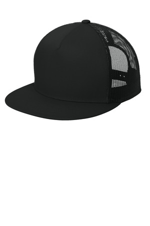 Sport-Tek ® YP Classics ® 5-Panel Classic Trucker Mesh Back Cap. STC38 — Black/ Black