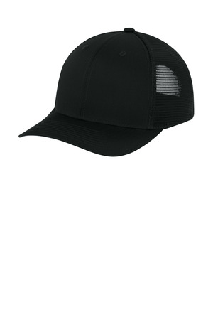 Sport-Tek ® Stretch-Tek Snapback Trucker Cap STC74 — Black/ Black