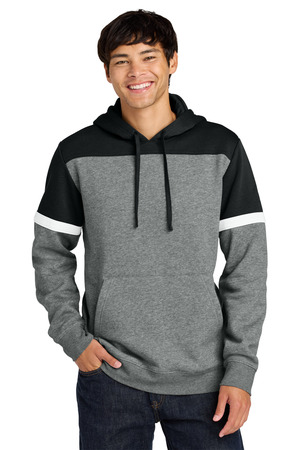 Sport-Tek ® Drive Fleece Colorblock Hoodie STF205 — Black/ Vintage Heather
