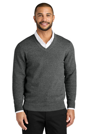 Port Authority ® Easy Care V-Neck Sweater SW2850 — Charcoal Heather