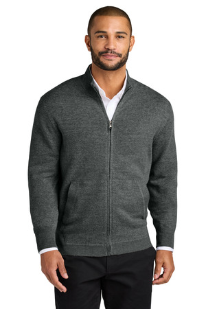 Port Authority ® Easy Care Full-Zip Sweater SW2901 — Charcoal Heather