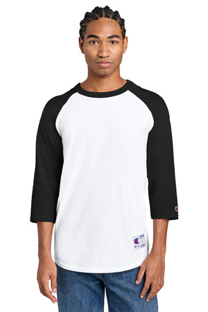 Champion ® Raglan Baseball Tee T137 — White/ Black