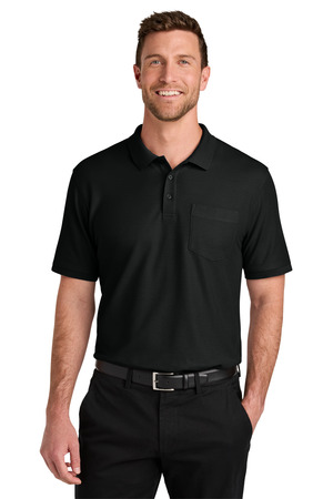 Port Authority ® Tall Wearever Signature Pique Pocket Polo TLK200P — Deep Black