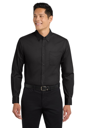 Port Authority ® Tall Long Sleeve Easy Care Shirt. TLS608 — Black/ Light Stone