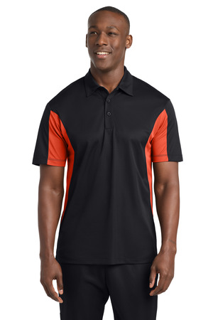 Sport-Tek ® Tall Side Blocked Micropique Sport-Wick ® Polo. TST655 — Black/ Deep Orange