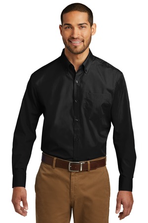 Port Authority ® Tall Long Sleeve Carefree Poplin Shirt. TW100 — Deep Black