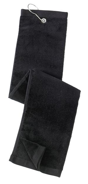 Port Authority ® Grommeted Tri-Fold Golf Towel. TW50 — Black