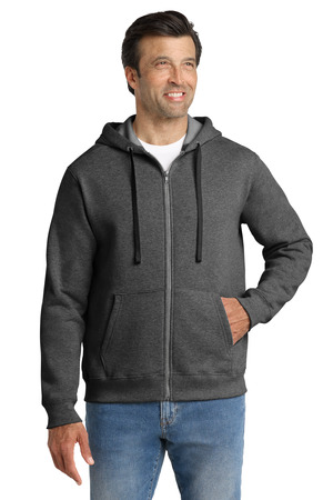 Volunteer Knitwear ™ Chore Fleece Full-Zip Hoodie VL130ZH — Charcoal Heather