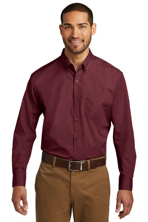 Port Authority ® Long Sleeve Carefree Poplin Shirt. W100 — Burgundy