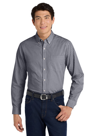 Port Authority ® Broadcloth Gingham Easy Care Shirt W644 — Black/ White