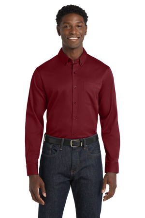 Port Authority ® Long Sleeve SuperPro React ™ Twill Shirt. W808 — Burgundy