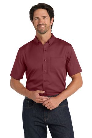 Port Authority ® Short Sleeve SuperPro React ™ Twill Shirt. W809 — Burgundy