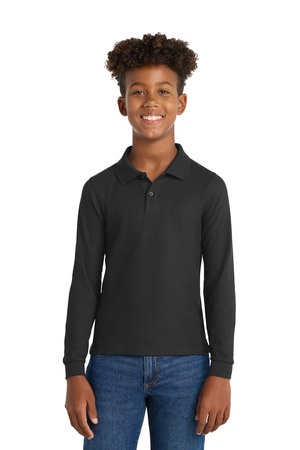 Port Authority ® Youth Long Sleeve Silk Touch™ Polo. Y500LS — Black