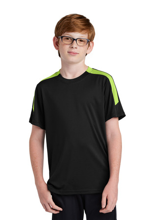 Sport-Tek ® Youth Competitor ™ United Crew YST100 — Black/ Lime Shock