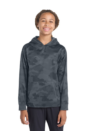 Sport-Tek ® Youth Sport-Wick ® CamoHex Fleece Hooded Pullover. YST240 — Dark Smoke Grey