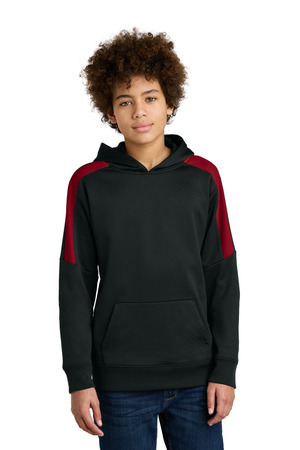 Sport-Tek ® Youth Sport-Wick ® Fleece United Pullover Hoodie YST255 — Black/ Deep Red