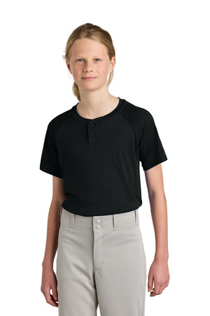 Sport-Tek ® Youth PosiCharge ® Competitor ™ 2-Button Henley YST359 — Black