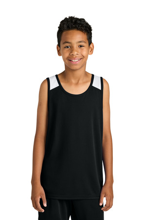 Sport-Tek ® Youth Club Track Tank YST446 — Black/ White