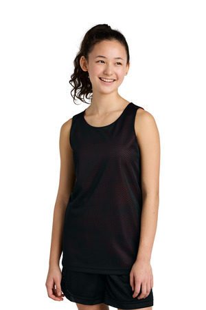 Sport-Tek ® Youth PosiCharge ® Reversible Mesh Tank YST5000 — Black/ Deep Red