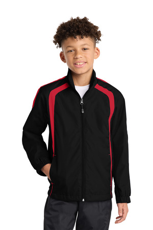 Sport-Tek ® Youth Colorblock Raglan Jacket. YST60 — Black/ True Red