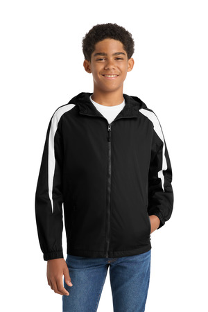 Sport-Tek ® Youth Fleece-Lined Colorblock Jacket. YST81 — Black/ White