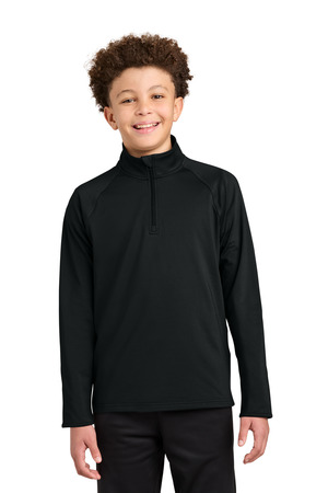 Sport-Tek ® Youth Sport-Wick ® Stretch 1/4-Zip Pullover YST850 — Black
