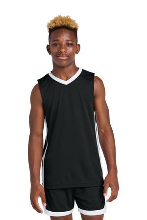 Sport-Tek ® Youth Rival Basketball Rev Jersey YST900 — Black/ White