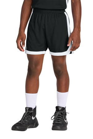 Sport-Tek ® Youth Rival Basketball 5' Short YST901 — Black/ White