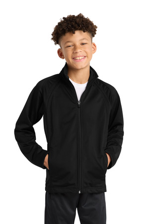 Sport-Tek ® Youth Tricot Track Jacket. YST90 — Black/ Black