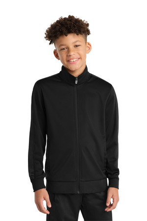 Sport-Tek ® Youth Tricot Sleeve Stripe Track Jacket. YST94 — Black/ Black